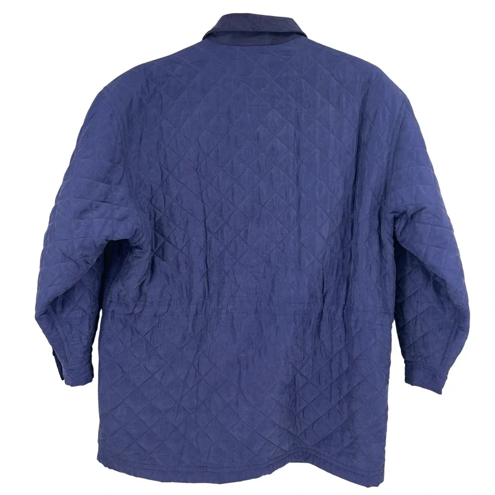 Vintage 90s August Silk Cobalt Purple Quilted Barn Jacket Field‎ Coat S
